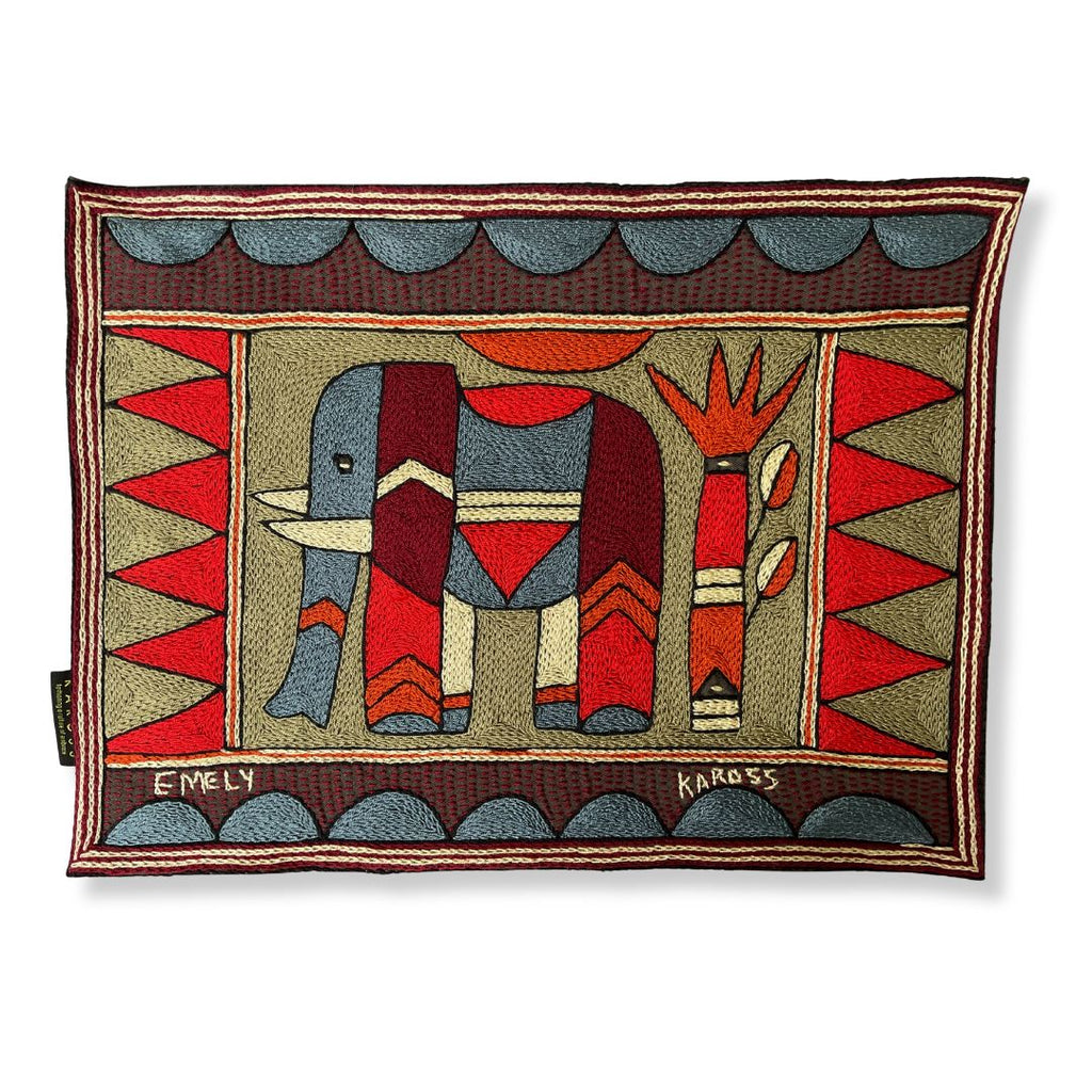 Royal Zulu Elephant Grazing Hand-Embroidered Padded Placemat