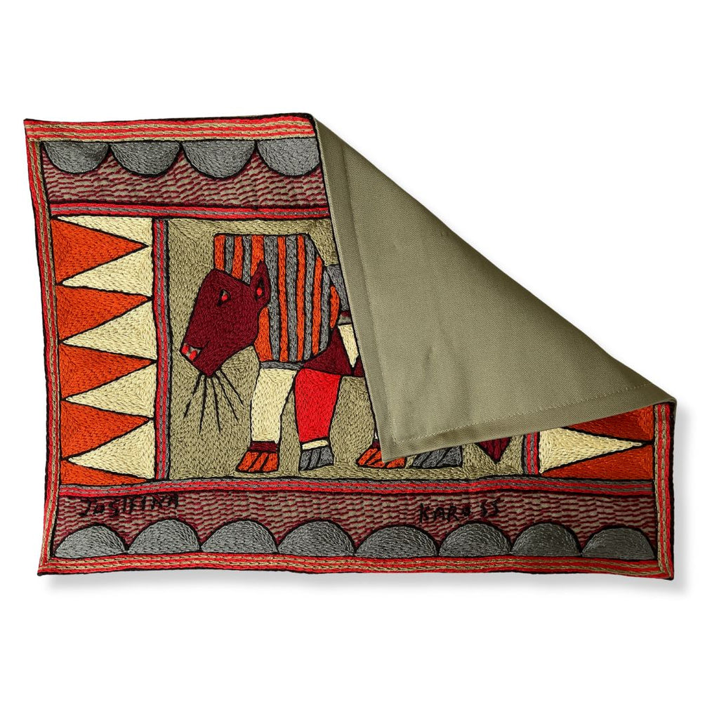 Royal Zulu Lion Hand-Embroidered  Padded Placemat