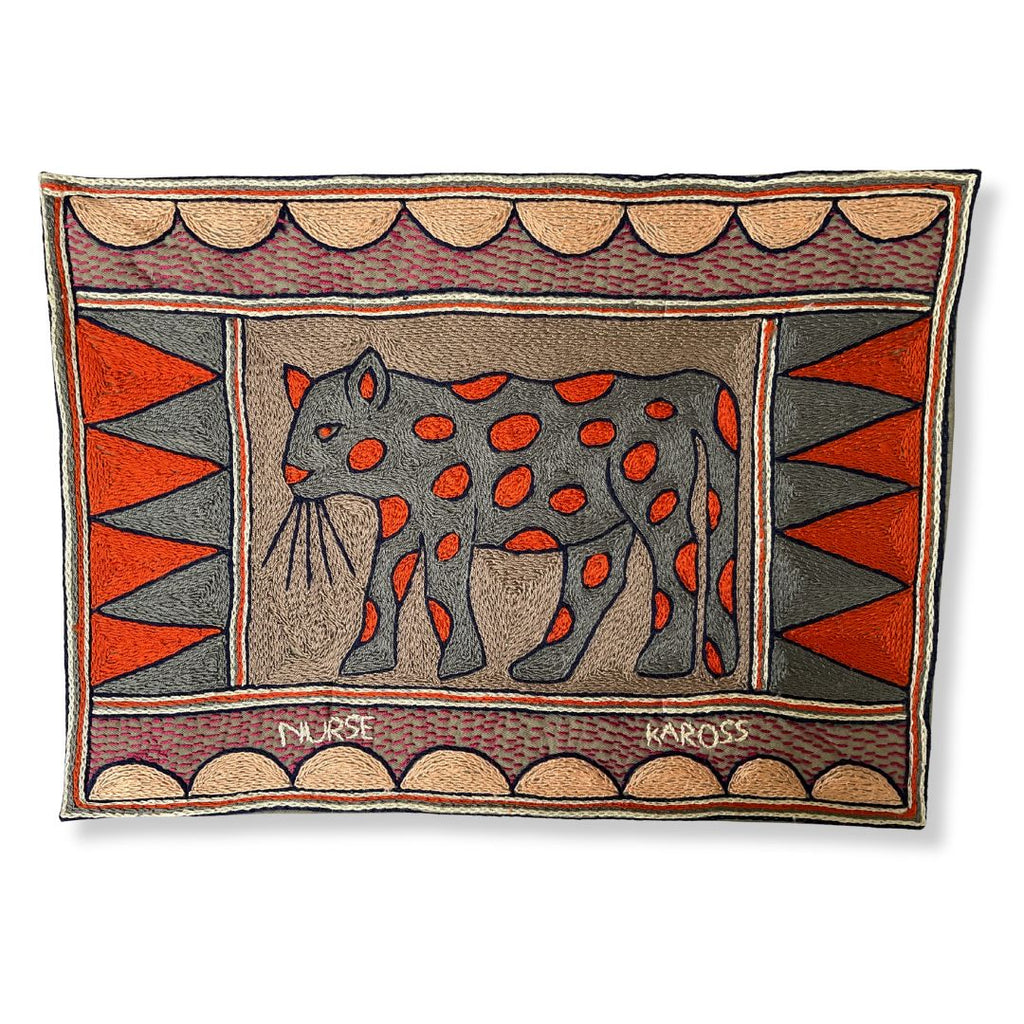 Ruby Sunset Leopard Hand-Embroidered Padded Placemat
