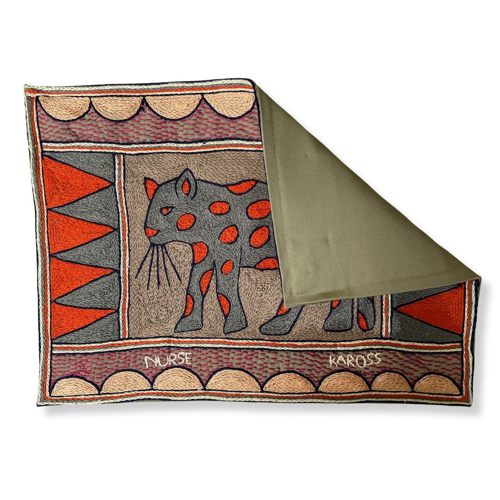 Ruby Sunset Leopard Hand-Embroidered Padded Placemat