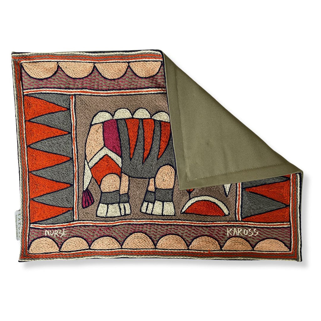 Ruby Sunset Antelope Hand-Embroidered Padded Placemat