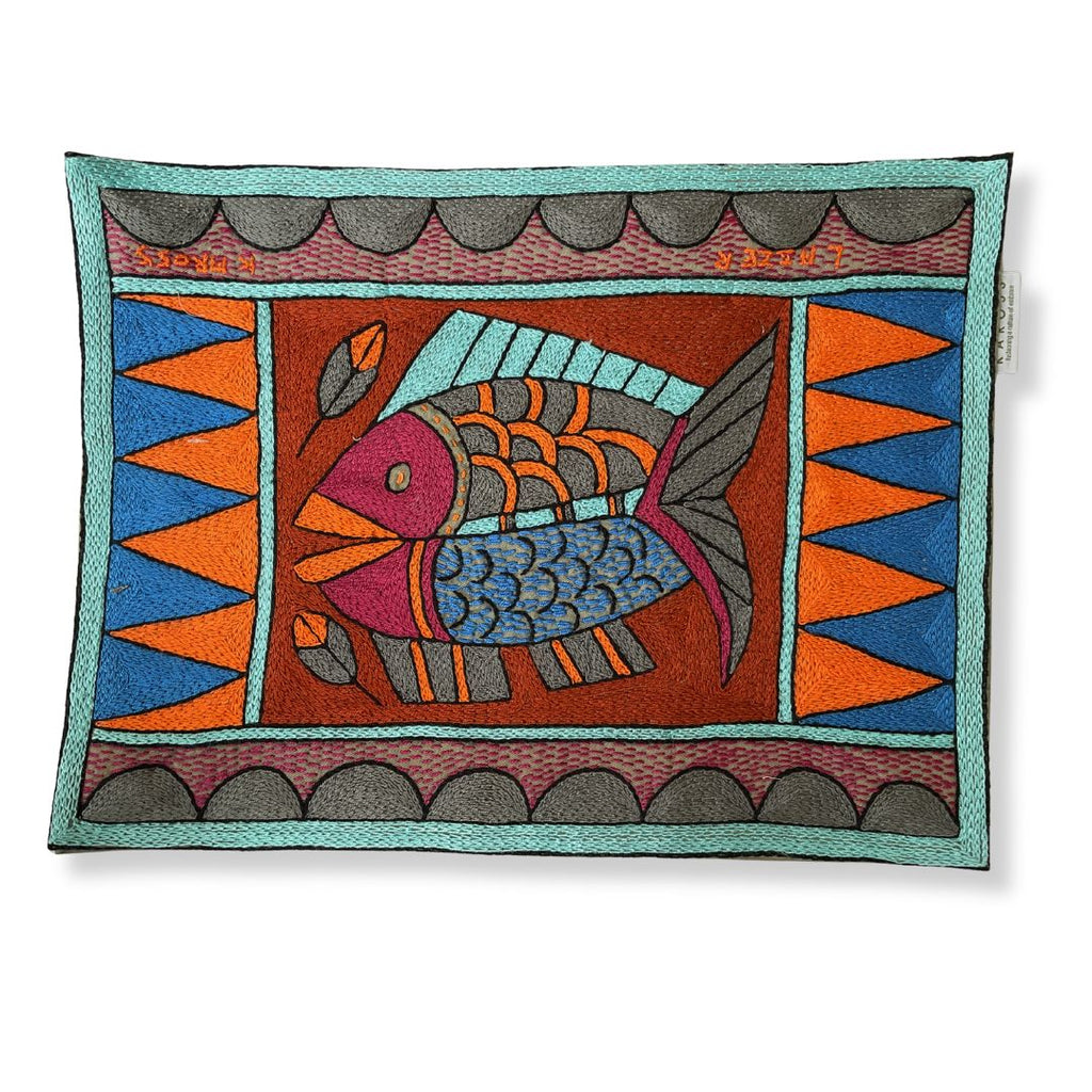 Bougainvillea Fish Hand-Embroidered Padded Placemat