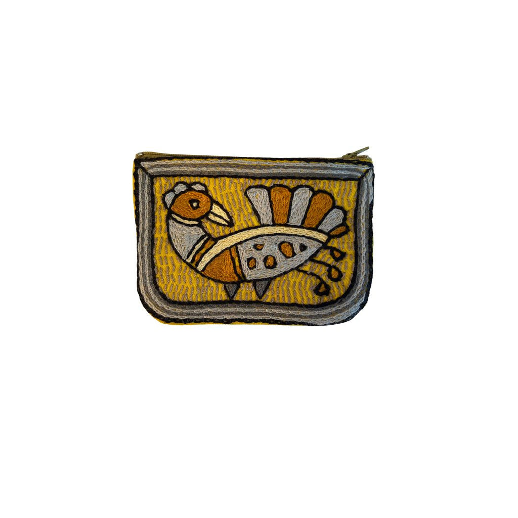 Ode to the African Savannah Hand-Embroidered zip pouch small