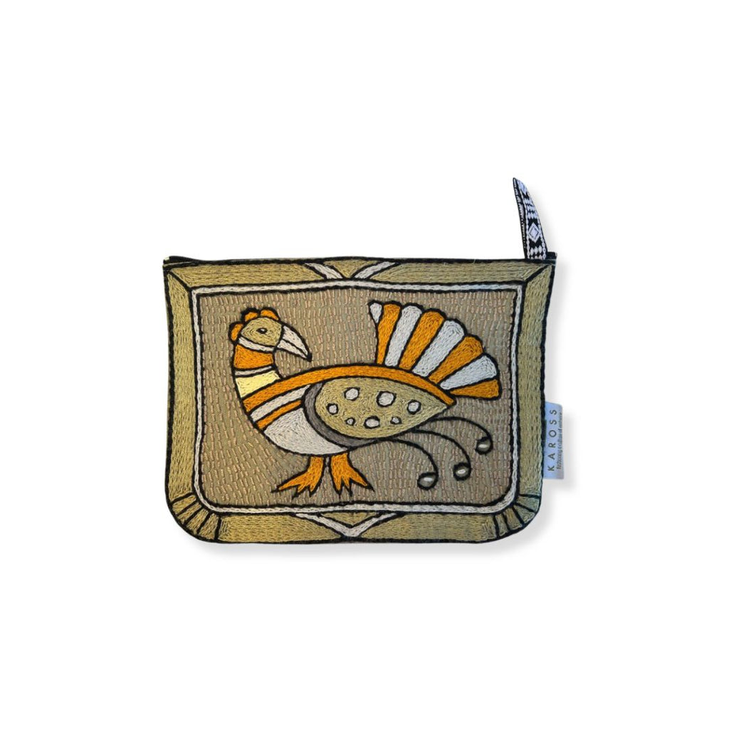 Ode to the African Savannah Hand-Embroidered Zip pouch medium