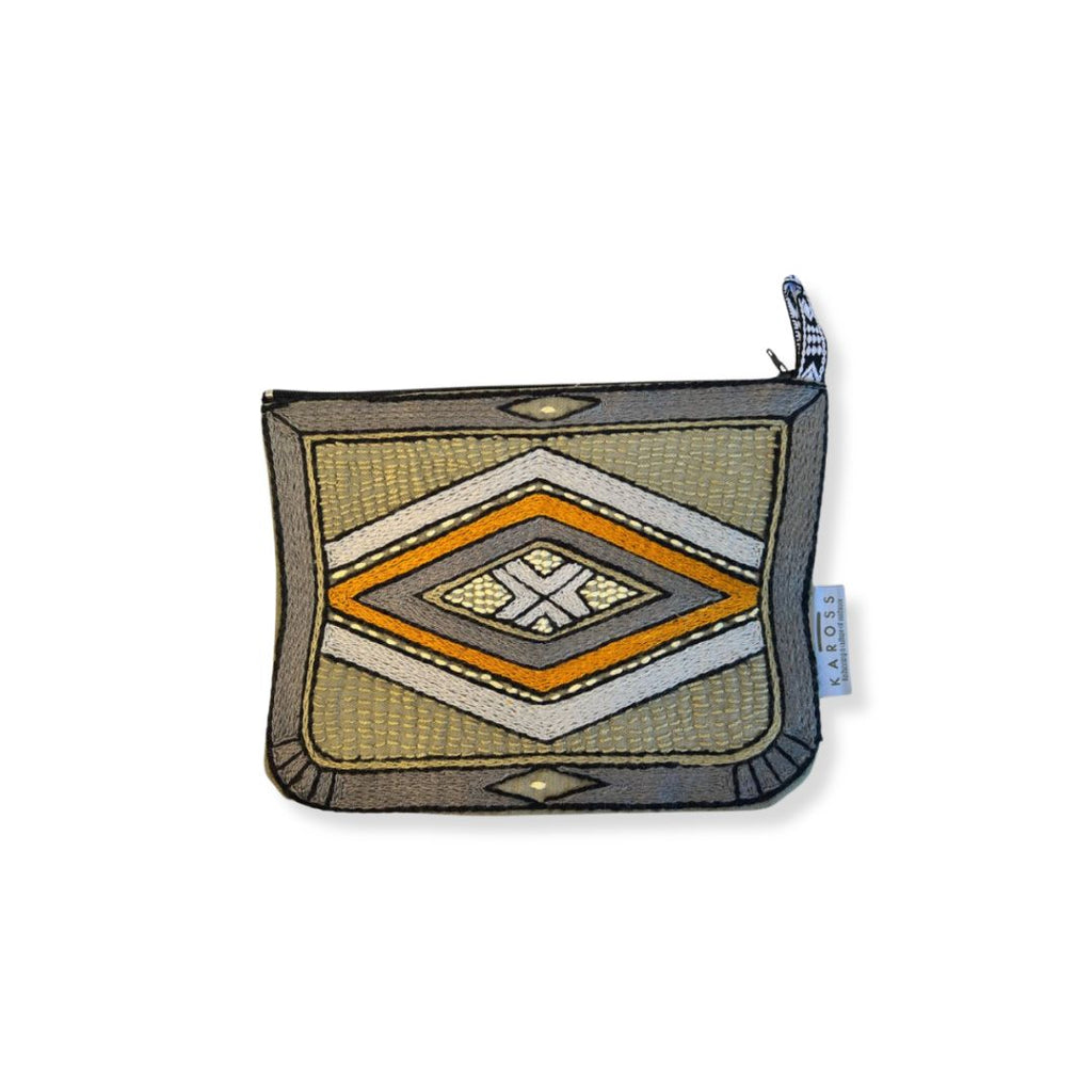 Ode to the African Savannah Hand-Embroidered Zip pouch medium