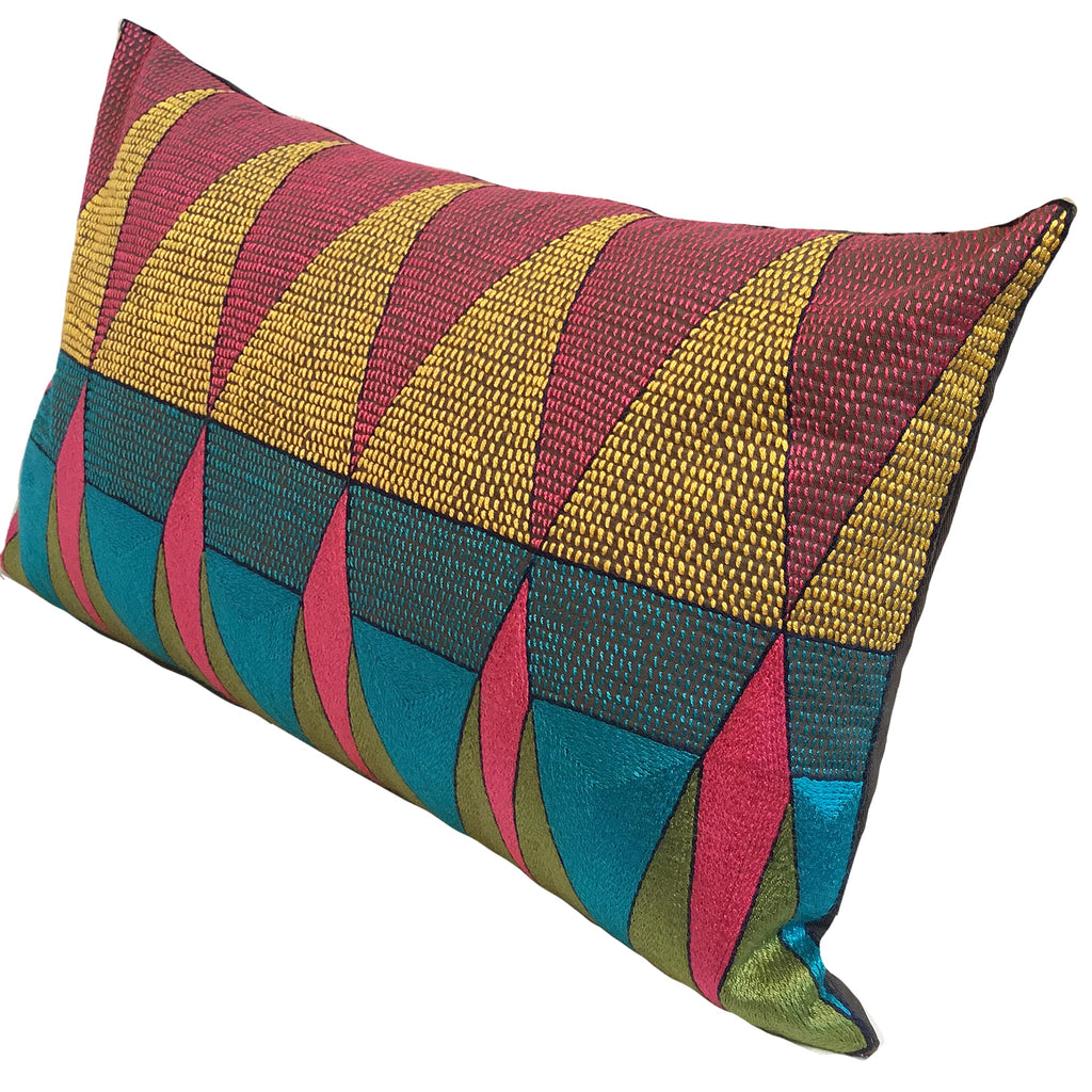 Shangaan Love Geometric Hand-Embroidered Cushion Cover