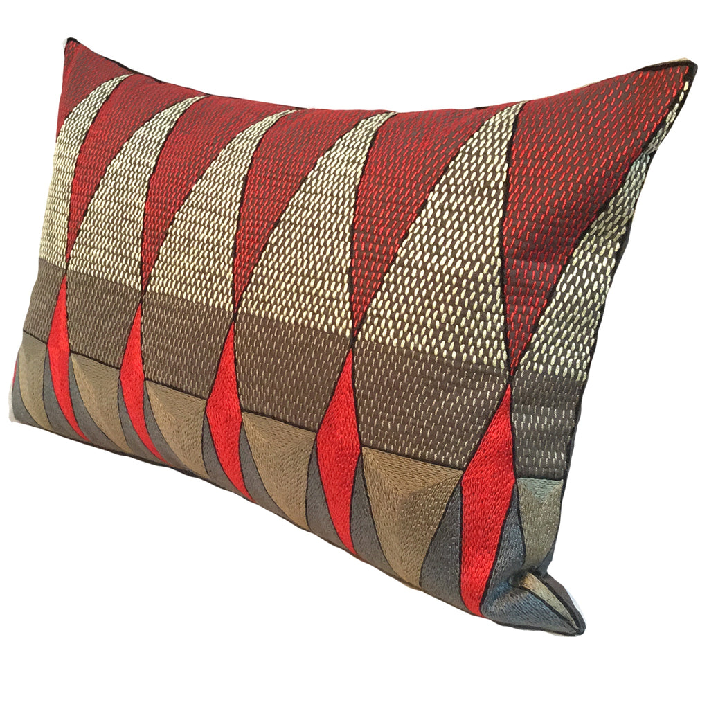 Royal Zulu Geometric Hand-Embroidered Cushion Cover '
