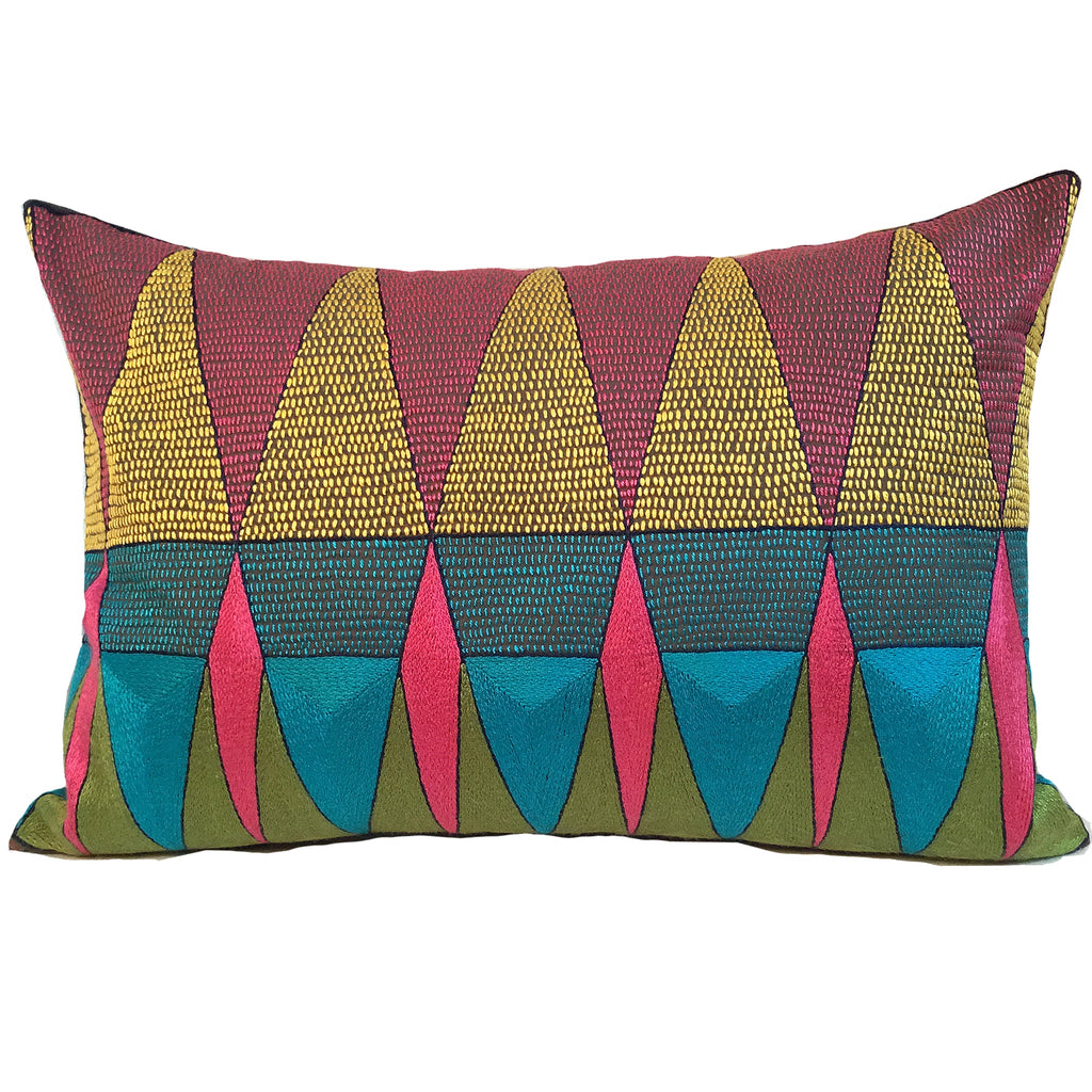 Shangaan Love Geometric Hand-Embroidered Cushion Cover