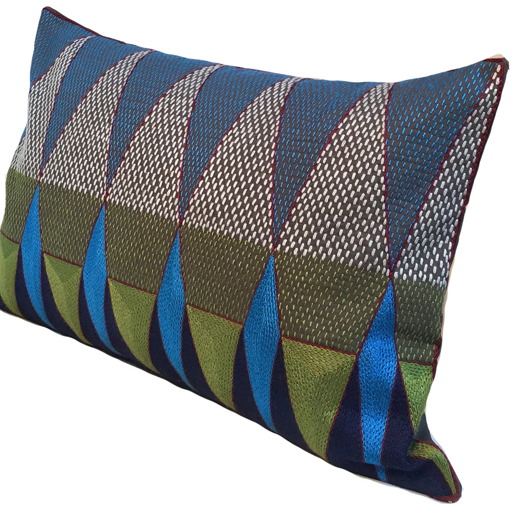 Turaco Geometric Hand-Embroidered Cushion Cover