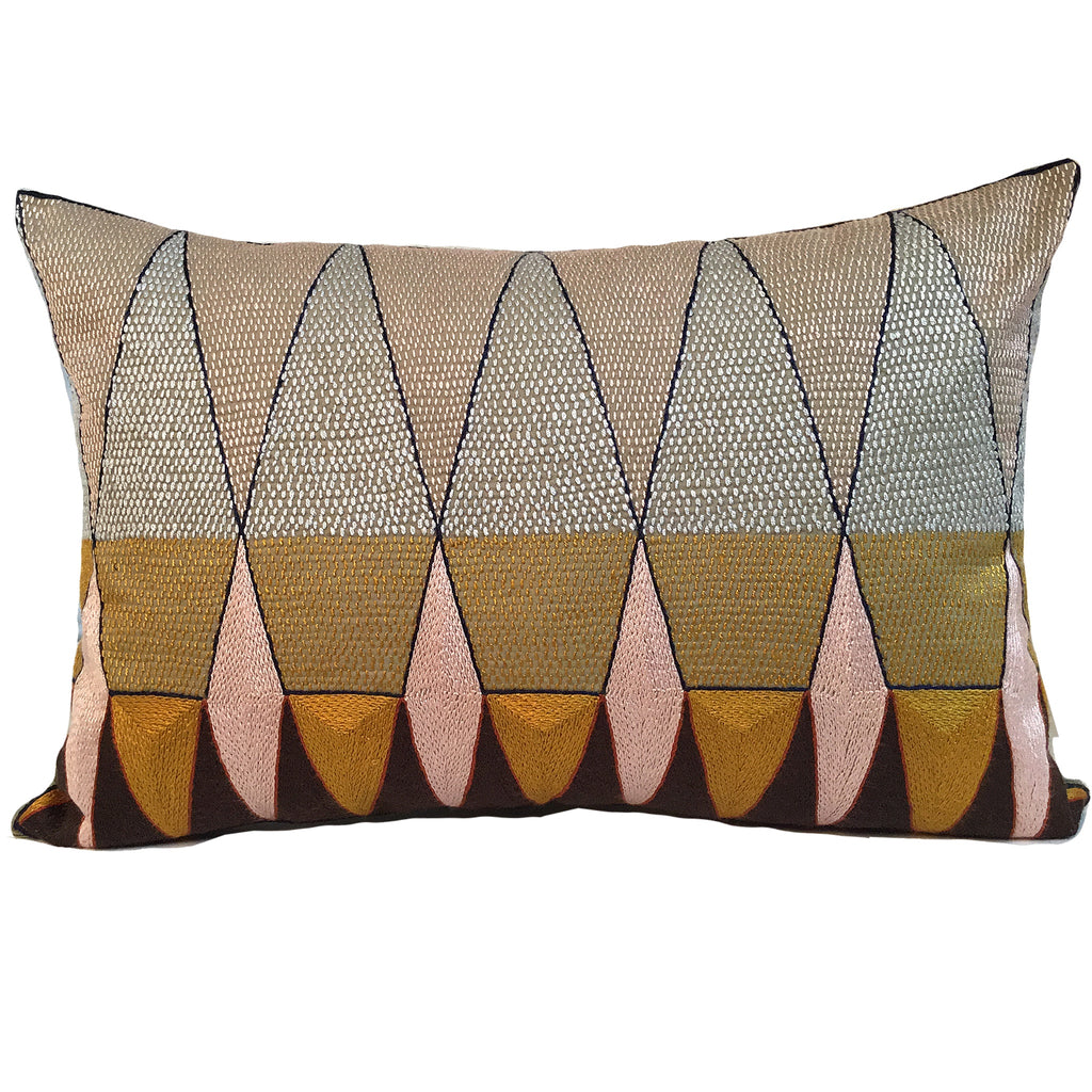 Namib Rust Geometric Hand-Embroidered Cushion Cover