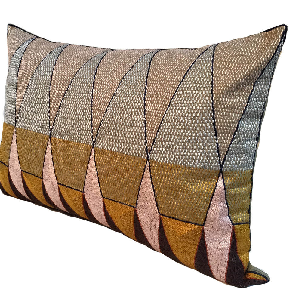 Namib Rust Geometric Hand-Embroidered Cushion Cover