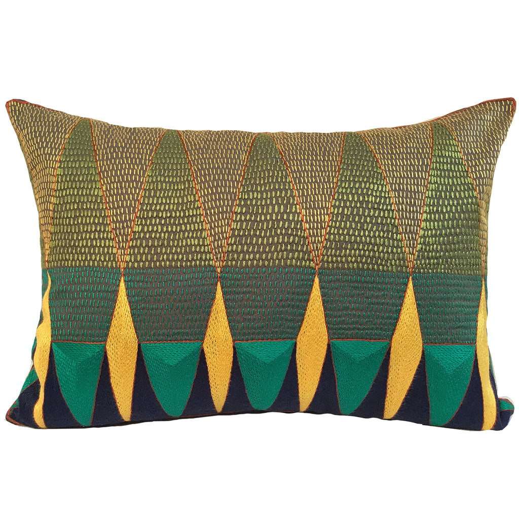Bushveld Lush Geometric Hand-Embroidered Cushion Cover l