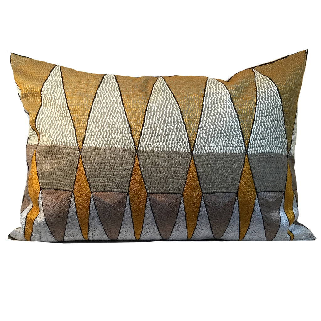 Ode to the African Savanah Geometric Hand-Embroidered Cushion Cover