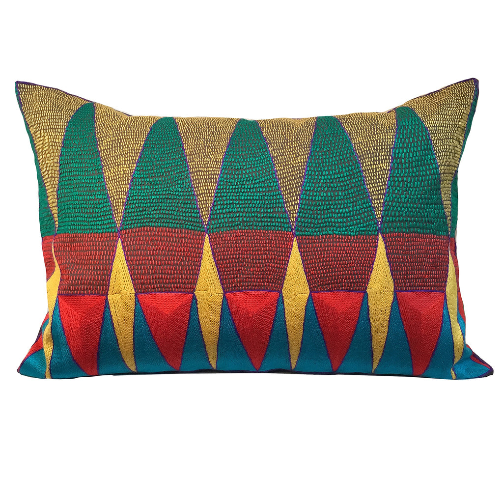 Happy Days Geometric Hand-Embroidered Cushion Cover